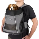 Rucksack für Hund oder Katze bis 7 kg - gepolsterter Hunderucksack Katzenrucksack - 37 x 33 x 24 cm Hundetragetasche - Tragetasche für vorn und hinten - grau