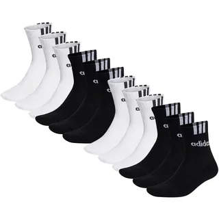 adidas Cushioned 3S Linear Sneakersocken 12er Pack Schwarz/Weiß 46-48