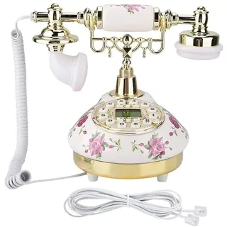 Cuifati MS-9101 Vintage Retro Imitation Antikes Telefon für das Home Office Verwenden Sie den Multi-Angle Smart Screen FSK und die DTMF Anrufer-ID Golden Removable Bracket Telephone