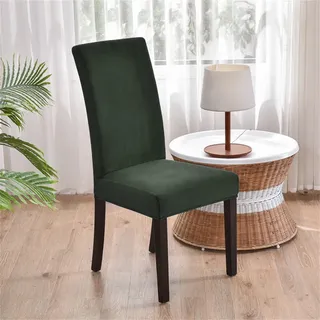 Morbuy Samt Stuhlhussen Set Stretch Stuhlbezug für Esszimmerstühle, Einfarbig Velvet Waschbarer Stuhlhussen Schwingstühle Stuhlüberzug für Haus Hotel Hochzeit Partys (1er Set,Grün)