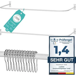 LAAKFELD Duschvorhangstange L-Form 160 x 65 cm weiß