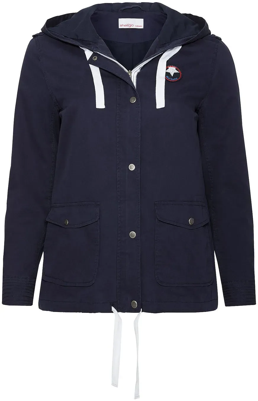 Kurzjacke mit Kapuze - dunkelblau - 42