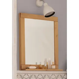Home Affaire Badspiegel HOME AFFAIRE "Olso", beige (natur gebeizt, gewachst), B:55cm H:65cm T:12cm, Massivholz, Spiegel, Badspiegel, mit Ablage