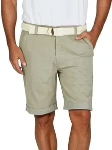 DENIMFY Chino Shorts Herren mit Gürtel Regular Fit DFLio Regular Fit Washed Grün 33