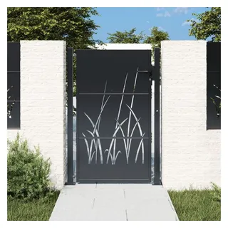 vidaXL Gartentor Anthrazit 105x155 cm Stahl Gras-Design