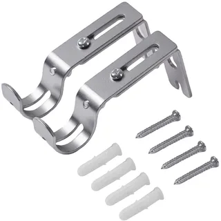 ANBOO Halterung für Gardinenstangen, Halterung für Gardinenstange, verstellbar, Befestigung für Gardinenstangen, verstellbare Halterungen aus Metall für Zuhause, Büro (2, Silber)