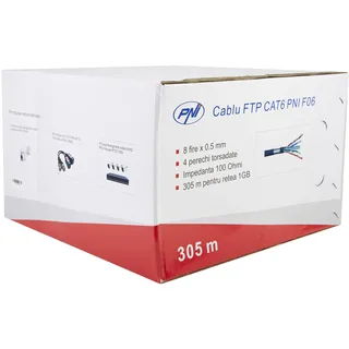 PNI Netzwerkkabel Gigabit Ethernet LAN Kabel PNI CAT6 Kabel - 10000 Mbit S - Cat.6 Netzwerkkabel Verlegekabel 305 m, FTP Geschirmt Ethernet Kabel, Hochgeschwindigkeits Internet Kabel