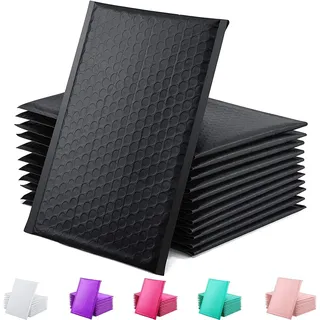 Luftpolster-Versandtaschen, Metallfolie, wasserdicht, selbstklebend, goldfarben, silberfarben, schwarz oder rosa, 100 Stück (Schwarz, 140 x 175 mm) - 120x175mm