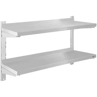 Royal Catering Wandbord Gastro doppeltes Wandregal Konsole Edelstahl Regal Wandbord 120 cm