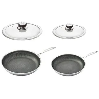 hensslers Pfannenset 4tlg. Inkl. Deckel Deckel ⌀ 24 & 28cm Edelstahl