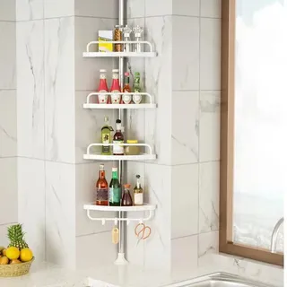 Teleskop Duschregal, verstellbares Eckregal für die Dusche mit 4 Ablagen, 95-250 cm
