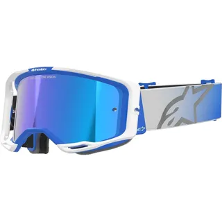 Alpinestars Vision 8 Corp, Crossbrille verspiegelt - Blau/Weiß Blau-Verspiegelt