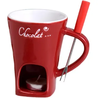 Yulokdwi Schokoladen Schmelz Tasse - Keramik Schokoladen Schmelztopf Mit Gabel,Kleine Käse Butter Fondue Tasse,Für Meeresfrüchte Vorspeise Dessert Soße Süßigkeiten Brot Karamell Date Night Geburtstag