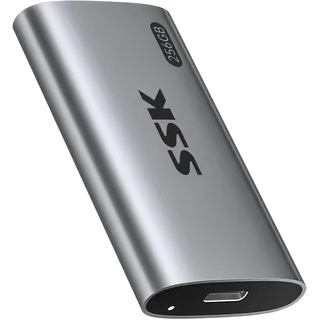 SSK 256GB Externe SSD Festplatte, Portable SSD bis zu 550 MB/s Schnelle External SSD USB 3.2 Gen2 USB C SSD für iPhone 15/16/Pro, Windows, Mac, Android Mit LED-Licht, Trim, SMART Unterstützt