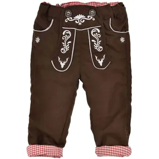 Baby-Trachten Laufhose gefüttert in Lederhose-Look Braun Trachtenmode für Babys & Kleinkinder, Gr. 62 - 62