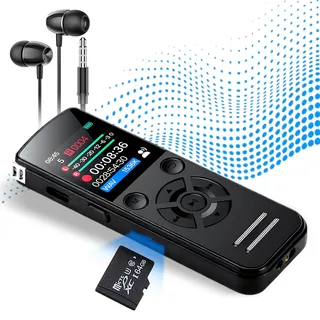 64gb Diktiergerät Digital, Digital Voice Recorder, Farbbildschirm Voice Audio Recorder, 1536 Kbps, Tragbares USB C EIN Knopf Bedienung Diktiergerät Mit Schreibfunktion Für Vortrag,Interviews,Meeting