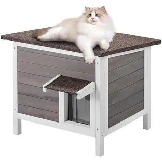 Vevor Katzenhaus Katzenhöhle Katzen Hütte Holz Outdoor winterfest 610x508x535mm