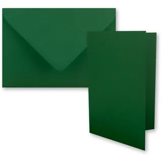 10x DIN B6 Faltkarten Set mit Umschlägen in Dunkelgrün (Grün) - 120 x 170 mm - ideal für Einladungskarten, Hochzeit, Taufe, Kommunion, Konfirmation - Marke: FarbenFroh