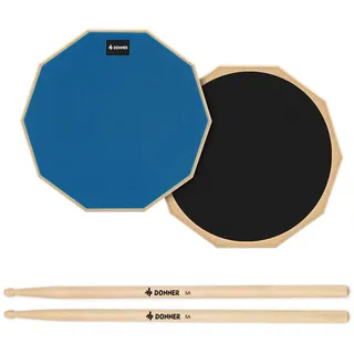 Donner Übungspad Practice Pad Drum 8 Zoll/20.32cm mit Drumsticks, Blau