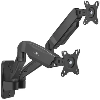 Maclean Brackets Maclean Monitor-Wandhalterung für 2 Monitore | Für 17–32" Flach- & Curved-Bildschirme 2x9 kg | VESA 75x75 & 100x100 | Schwenk-, Neig- & Drehbar | Universal Halterung mit mechanischer Feder MC-988