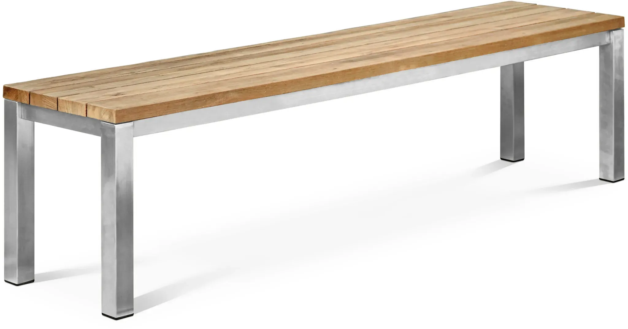 OUTFLEXX Gartenbank, Edelstahl/recyceltes Teak, 160x40x45cm, rustikal gebürstet, FSC®-zertifiziertes Produkt