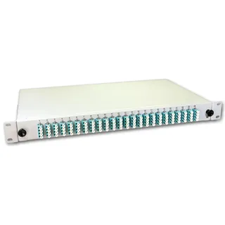 Lightwin LWL Spleissbox, 96 Fasern, 24x QLC Multimode, 50/125μm OM3 Pigtail Spleißboxen, Server Zubehör, Grau