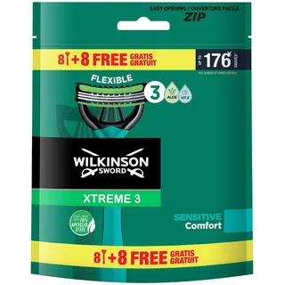 Wilkinson Sword Xtreme 3 Sensitive Einwegrasierer mit Gleitstreifen aus Vitamin E und Aloe Vera, ideal für die Pflege und Geschmeidigkeit des Gesichts