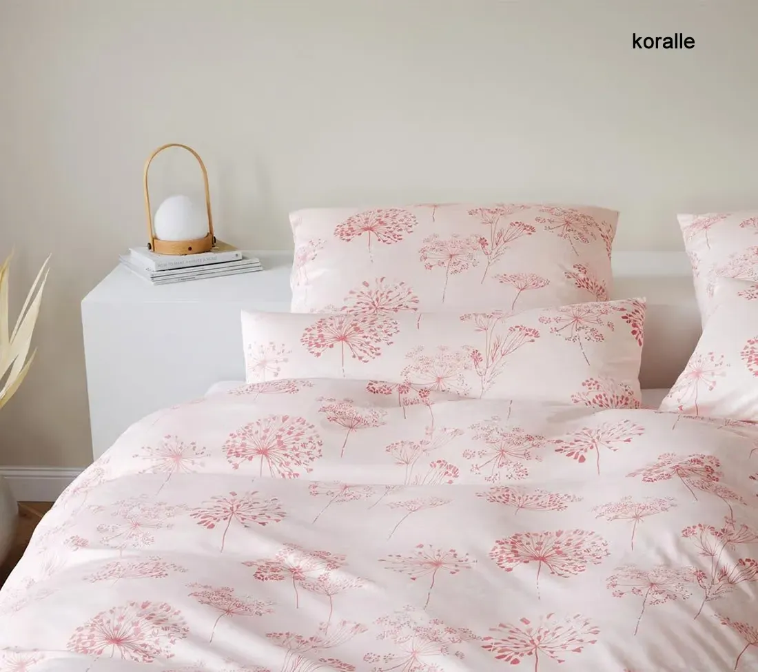 Elegante Interlock-Jersey Bettwäsche Meadow - 135x200 cm + 40x80 cm	koralle