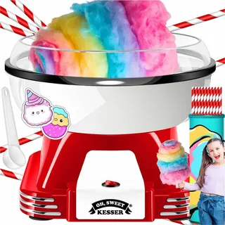 Kesser KESSER® Zuckerwattemaschine Set für dein zuhause - Mit 30x Zuckerwatte Stäbchen & Messlöffel - Retro Cotton Candy Maschine - Zuckerwatte Maschine Mit Zubehör - Höhe 22 cm - 500 W