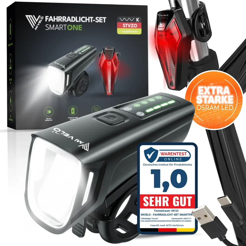 Fahrradlicht Set 100Lux „SMART ONE“ - Neu,Neu von Mivelo,oft gekauft,Zubehör
