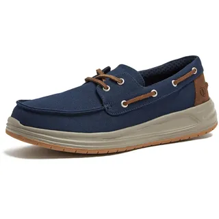 Lands' End Segeltuch-Bootsschuhe für Herren, Deckschuhe, Bootsschuhe, Slip-Ons, Marineblau, Hellbraun oder Grau, Freizeitschuhe, Größe 42-47, Klassisches Marineblau, 41 EU - 41 EU