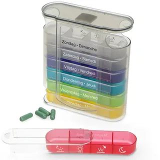 Fysic Pillendose FC-53 (1 St), 7 Tage Pillenorganisator, BPA-frei, Farbig mit einfachem Schiebesystem bunt