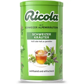 Ricola Instant Schweizer Kräuter-Tee heiß oder kalt, 1 x 200g, Teegetränk aus 13 Schweizer Bergkräutern, Instant-Getränkepulver Eistee