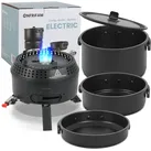 ENFRIFAM Topf-Set Campingkocher, Gaskocher Outdoor Kochgeschirr, Tragbar Reisekocher , Aluminium.Kombiniere 700W Elektrische und 2200W Gas, 1 flammig, für 2-4 Personen , für Picknick Backpacking Camping Wandern