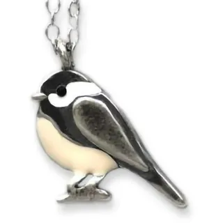 Villa Sorgenfrei Schmuckmanufaktur Silberkette Meisen Kette. Sterling Silber und Emaille silberfarben