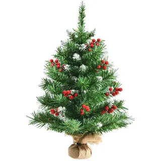 Goplus Mini Weihnachtsbaum, Künstlicher Weihnachtsbaum klein mit Zweigen & Schnee, Tannenbaum Tisch für Weihnachten, Weihnachtsdeko für Zuhause, Büro & Geschäfte
