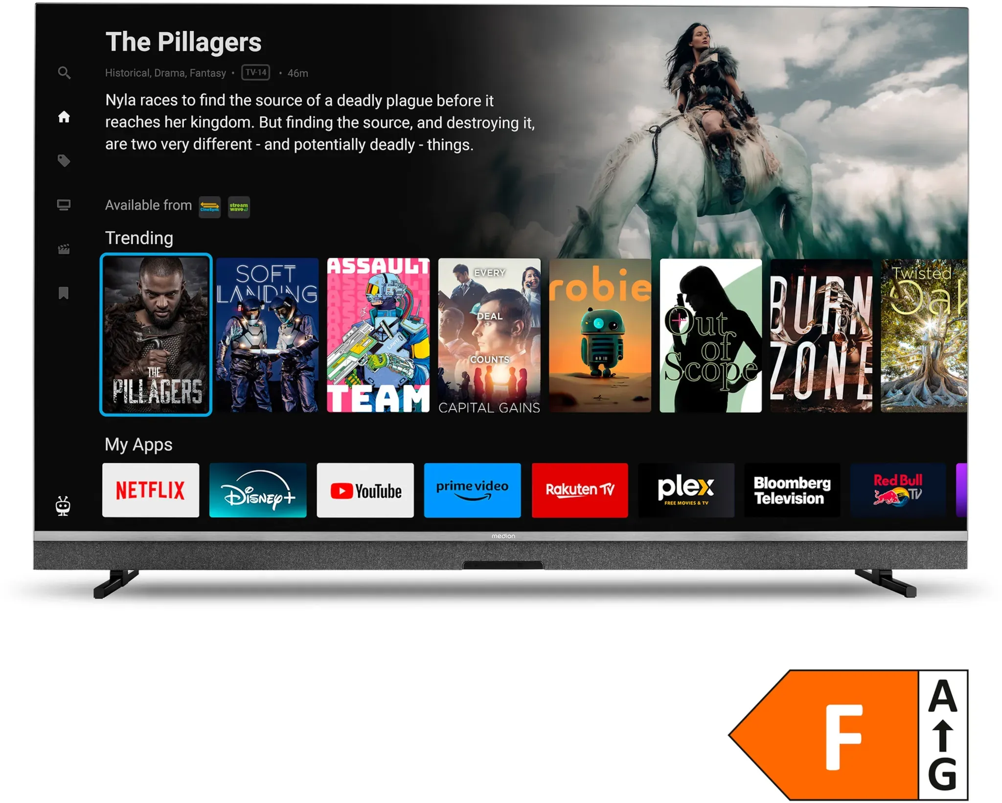 MEDION ENTERTAINMENT-BUNDLE - LIFE MD 865900 MiniLED TiVo Smart-TV, 163,9 cm (65'') + Soundbar Atmos (MD44022)