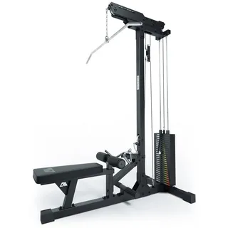 Atletica Latzug mit Ruder-Station Studioqualität | 125 kg Steckgewicht schwarz No Size
