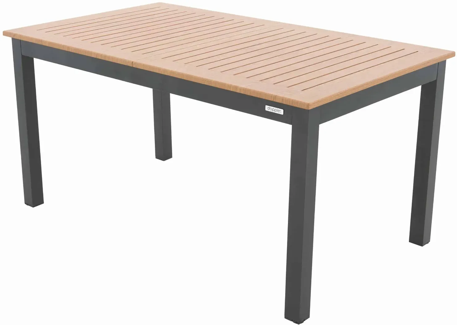 Doppler ausziehbarer Aluminium-Gartentisch / Ausziehtisch "Expert",holzoptik / anthrazit,150 / 210 x 90 cm (L x B)
