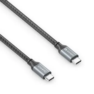 Sonero USB-C auf USB-C Ladekabel - USB 2.0, 60W PD grau/schwarz