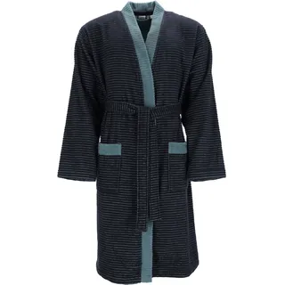 Esprit Herrenbademantel ESPRIT "Double Stripe, ideal für Sauna & Spa, Hotelbademantel, Morgenmantel" Gr. M, blau (navy blau), L:116cm, Webfrottier, Hausmäntel, Doubleface Kimonomantel