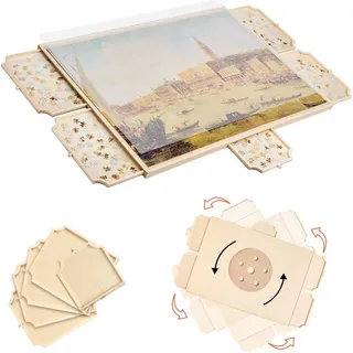Vevor 2000-teiliges drehbares Puzzlebrett mit 5 Schubladen & Abdeckung, tragbarer Puzzletisch (1045 x 763 x 36 mm), Puzzle-Zubehör für Erwachsene,