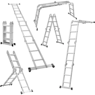 STAHLWERK Mehrzweckleiter 150 kg Alu Klappleiter Arbeitsgerüst Arbeitsplattform