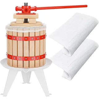Wiltec Obstpresse 12l mit 3 passenden Presstüchern Weinpresse aus Holz Apfelpresse Saftpresse