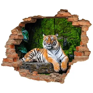 WallSpirit WCB Wandtattoo - Wanddurchbruch mit Aussicht auf Tiger 70 x 57 cm - Wandaufkleber
