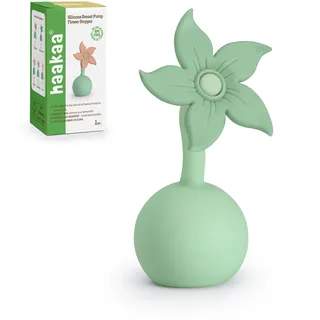 haakaa Manuelle Milchpumpe, Blumenstopfen (Erbsengrün) – aus Premium-Silikon, BPA-frei, kompatibel mit allen haakaa Milchpumpen