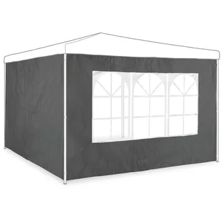 Relaxdays Seitenwände für Pavillon, 2er Set, HxB 2x3 m, Pavillonwand mit Fenster, wasserdicht, Seitenteile, grau