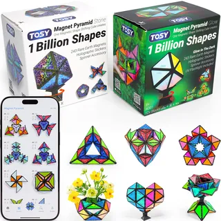 TOSY Magnet Pyramid – 1 Würfel verwandelt Sich in 1 Milliarde Formen, 12 Teile, 243 Magnete, Leuchtend, Kinder, holografisches Design, kreatives STEM-Puzzle, Set 1 Stone 1 Glow