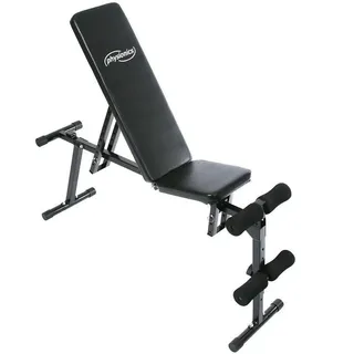 physionics Physionics® Hantelbank - Rückenlehne 10-fach und Sitz 4-fach Verstellbar, Klappbar, Beinhalterung, bis 200kg belastbar- Schrägbank, Flachbank, Fitnessbank, Trainingsbank, Negativbank