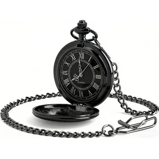 Ziyonix Herren Analog Quarz Taschenuhr, Arabisch Ziffern Quarz Taschenuhr, Vintage Deko, Taschenuhr mit Kette für Männer Frauen Vater Opa Geburtstag Jahrestag